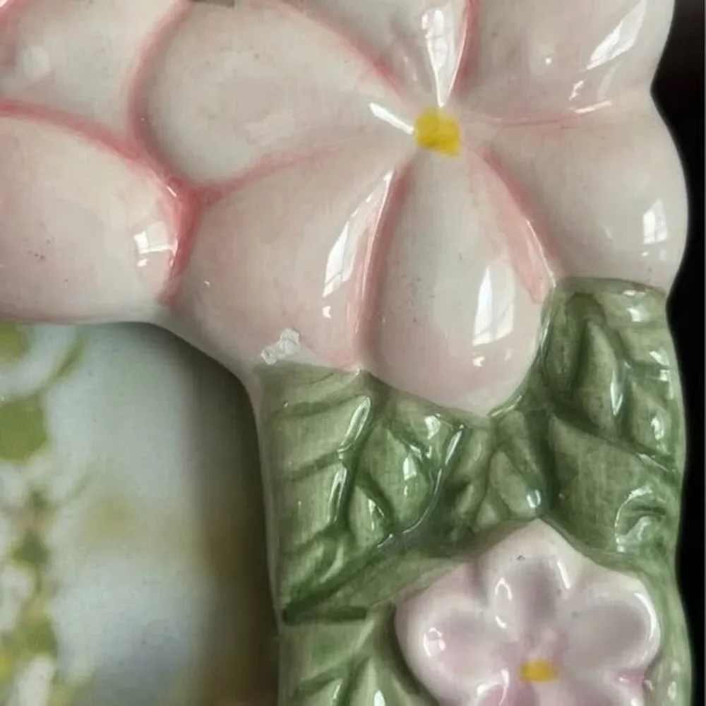 Vintage Floral Ceramic Photo Frame 5x7 Cottagecore